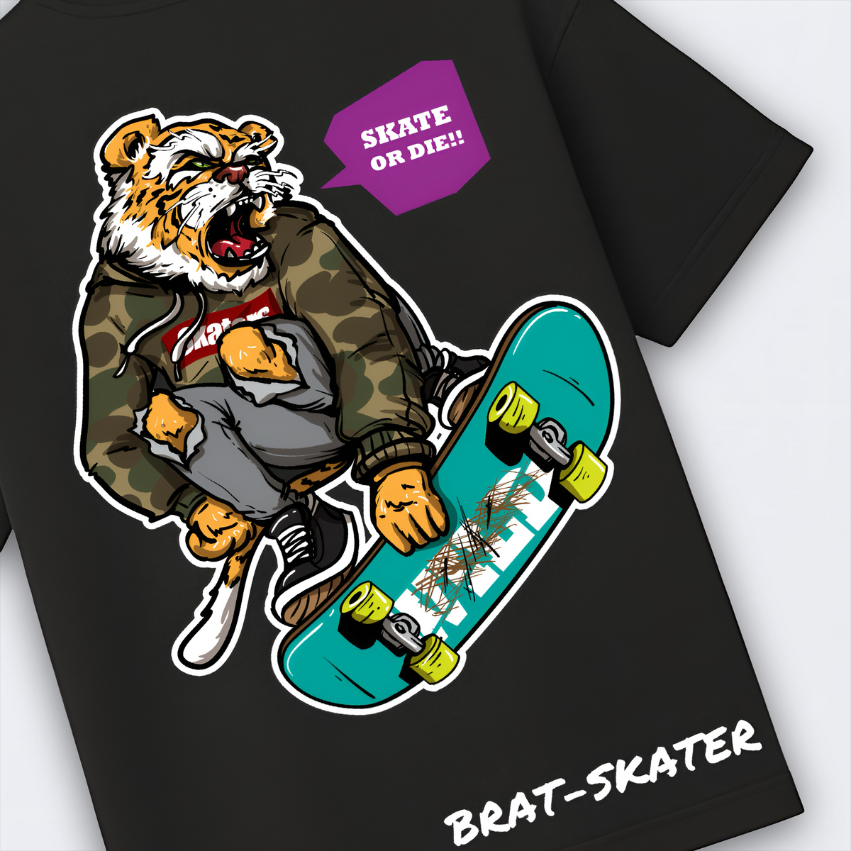 Savage Tiger Brat-Skater Oversized Tee