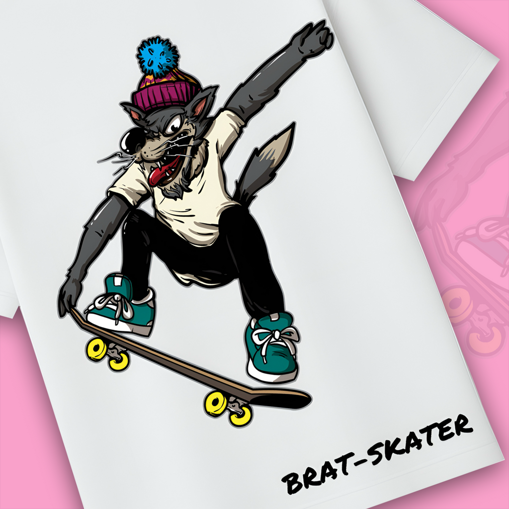 Kickflip Wolf Brat-Skater Oversized Tee