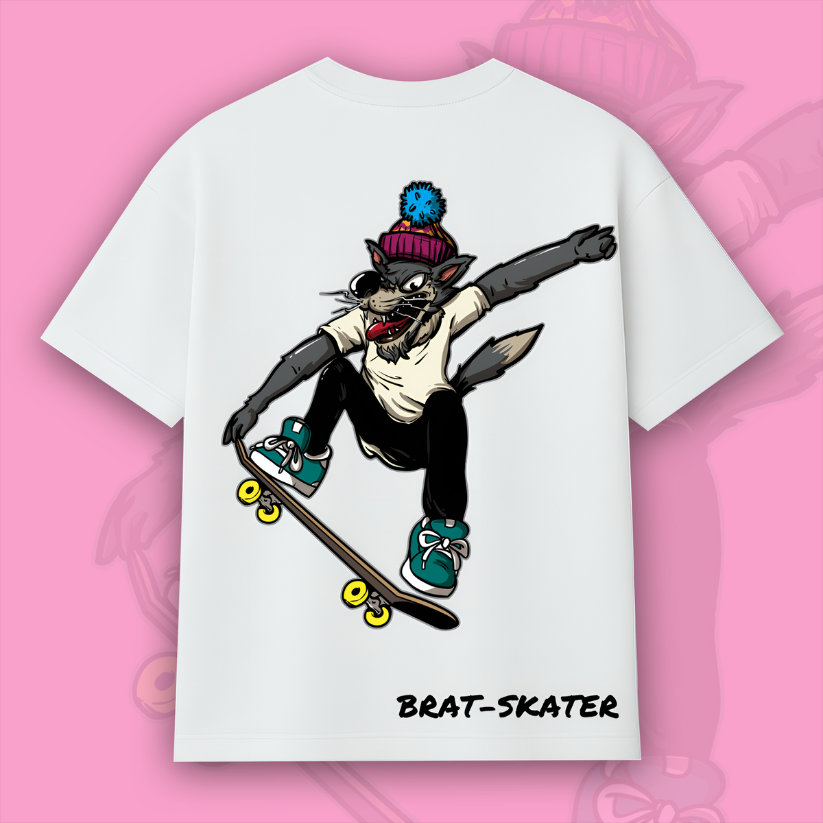 Kickflip Wolf Brat-Skater Oversized Tee