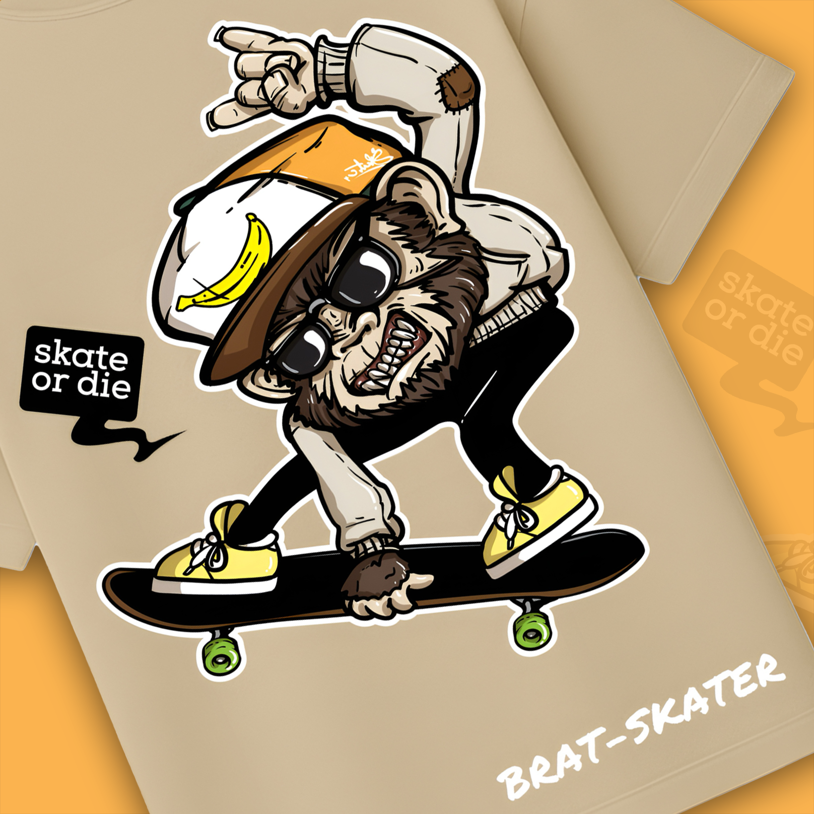 Banana Flip Monkey Brat-Skater Oversized Tee