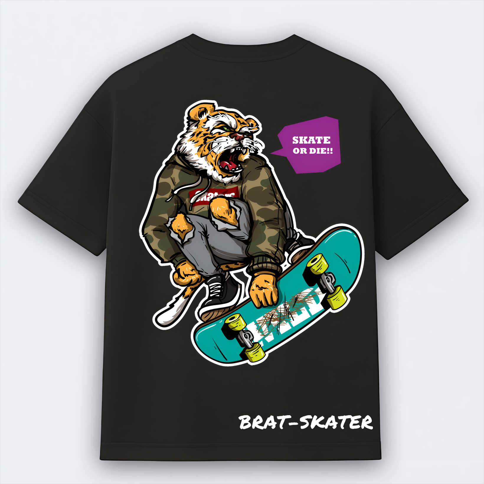 Savage Tiger Brat-Skater Oversized Tee
